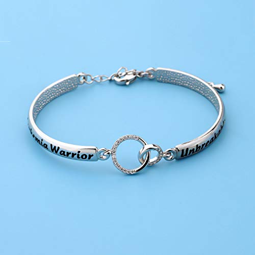 Lqri Leukemia Awareness Bracelet Leukemia Survivor Gift Leukemia Warrior Unbreakable Bracelet Cancer Fighter Gift For Women Girl (Silver-Leukemia) #TOP3