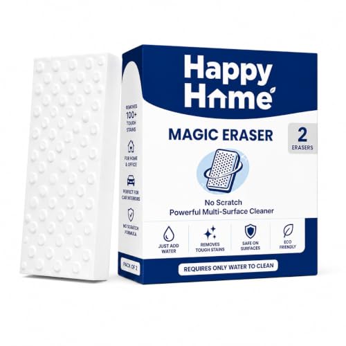 Image of Magic Eraser Sponge Pack of 2 | Premium Melamine Cleaning Sponge | No Scratch Multi Surface Cleaner | Removes Tough Stains with Just Water | for Walls, Kitchen, Bathroom, Shoes & Switch Boards