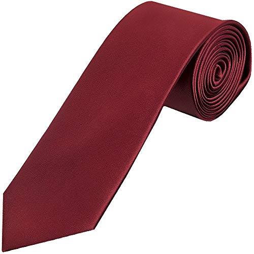 Image of Men's Satin Slim Necktie for Formal Wear | Premium Solid Tie for Office, Wedding, Business Meetings, Party & Interview | Stylish Silk Feel Neck Tie for Men with Pocket Square