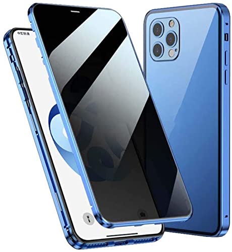 Coque de téléphone magnétique anti-peep iPhone 12 Pro Max verre trempé bleu