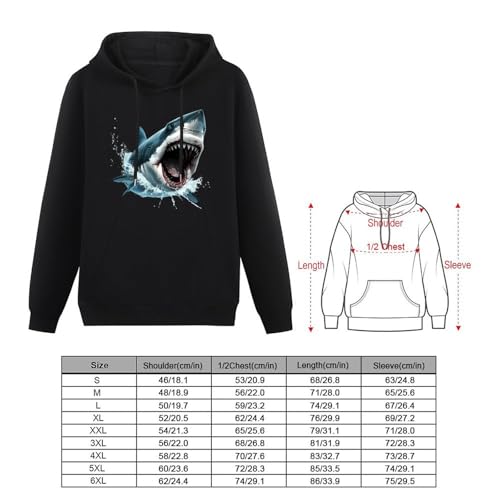 Shark Bite Unisex Casual Hoodies Long Sleeve Lightweight Pullover Tops Loose Sweatshirt with Pocket2