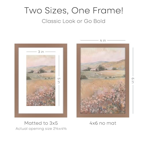 Image of Homeforia 4x6 Picture Frame Mocha, High End Metal 4 x 6 Mocha Frames with Mat 3 x 5 for Art, 4x6 Desk Frame Matted to 3x5 inch Photo, 4 by 6 Wall or Tabletop Frames, Tempered Glass, Wall Kit, Set of 1