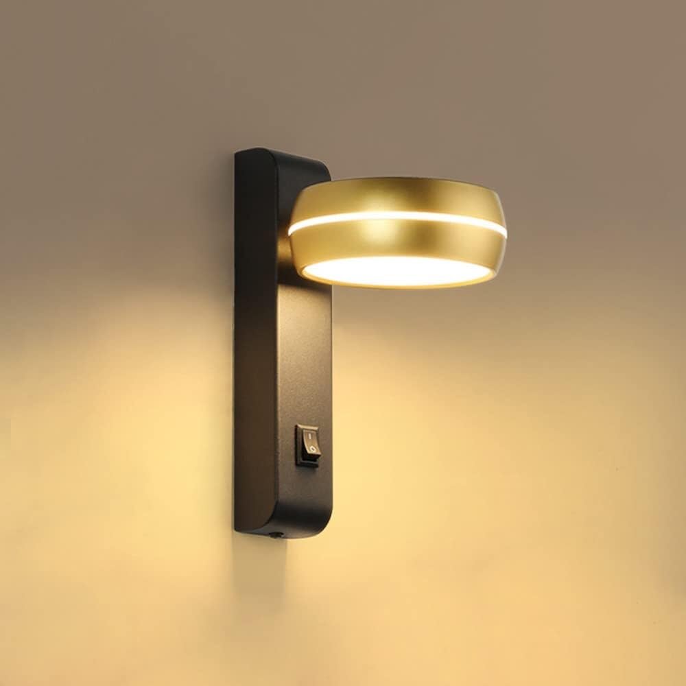 JYBNBBE Modern LED Wall Lamp with Adjustable 350° Rotatable Head, Bedside Reading Sconce with On/Off Switch, Wall Mounted for Bedroom & Hotel Room