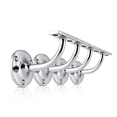 XFORT Set of 4 Polished Chrome Handrail Brackets Banister Brackets for Stair Banister Handrail.