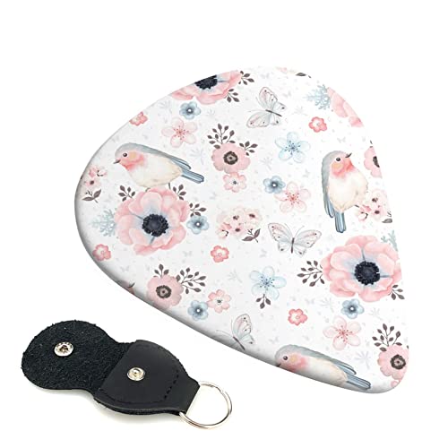 ギターピック 6枚セット 0.46mm 0.71mm 0.96mm エレキギター ベース用ピック ウクレレ ギター ABS素材 エレクトリック アコースティック 弦楽器 初心者 トライアングル ピック( 花柄 花 ホワイト )