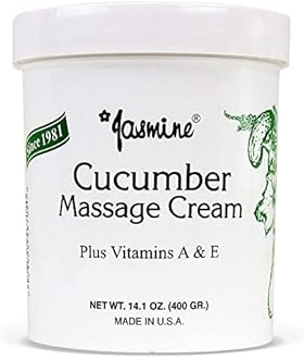 Jasmine Cucumber Massage Cream. Keep Your Face and Body Fresh and Soft with Anti-Aging Therapy Cream. Have Deeply Moisturized and Nutrition on Your Skin. Organic Cucumber Extract. [400 g / 14.1 Oz]