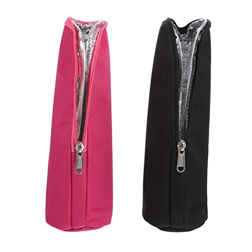 BIUDECO 2 piezas Térmico para Biberones Unidades Funda Aislante Reutilizable para Botellas de Leche Negro y Rosa Resistente y Portátil para Bebés