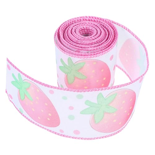 VILLFUL 夏季フルーツテーマリボン かわいいイチゴ柄 手芸用ラッピングリボン 包装 アクセサリー装飾に