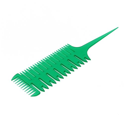 GloryMM Styling Comb, 3-Way Weaving & Sectioning Foiling Comb for Hair Coloring, Highlighting, Balayage, Microbraiding & More,Green