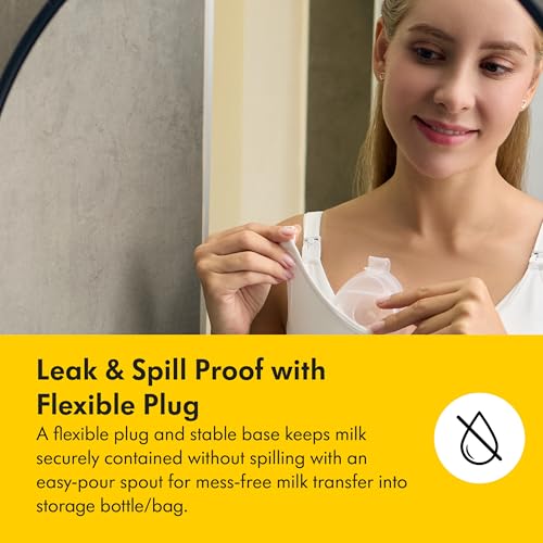Image of Medela in-Bra Breast Milk Collector, Leak-Proof Wearable Design with Flexible Plug, Anatomic Shape, Made Without BPA, Easy to Clean & Dishwasher Safe, 30 mL Capacity
