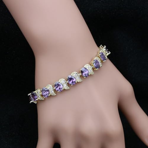 Image of LMXXVJ Fashion Tennis Bracelet Created Emerald White Gold Plated Charm Bracelet Gifts Jewelry for Women