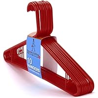 Want Clothing Adult Heavy Duty Colour Plastic Coat Hangers Strong Clothes Hanger for Suit Trousers Bar Coat Jackets Shirts Dresses Skirts Hooks, Space Saving, 42 cm (20, Red)