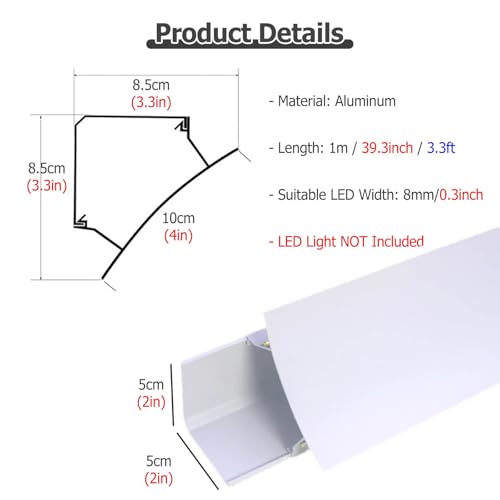 Profilé de finition en aluminium architectural pour éclairage indirect