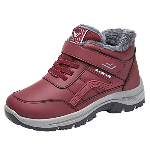 Bota para mujer invierno cálido bota de nieve para mujer bota corta forro polar caliente botines color sólido botas al aire libre casual zapatos plataforma antideslizante botas botas bajas, a, 37 EU