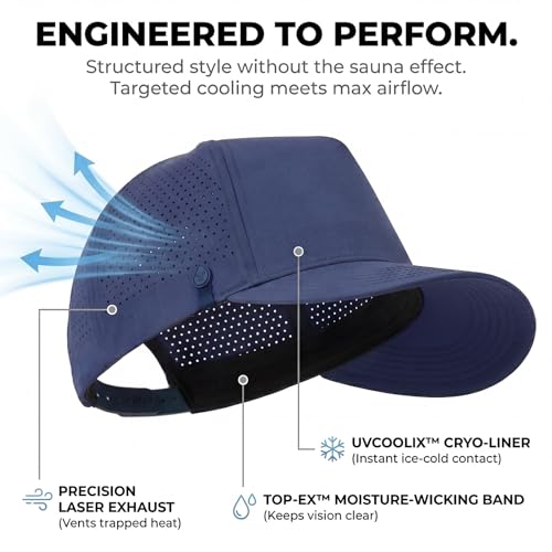 Image of TOP-EX Performance Baseball Hat for Men Water Resistant Golf Cap Running Cooling Snapback Laser Perforated