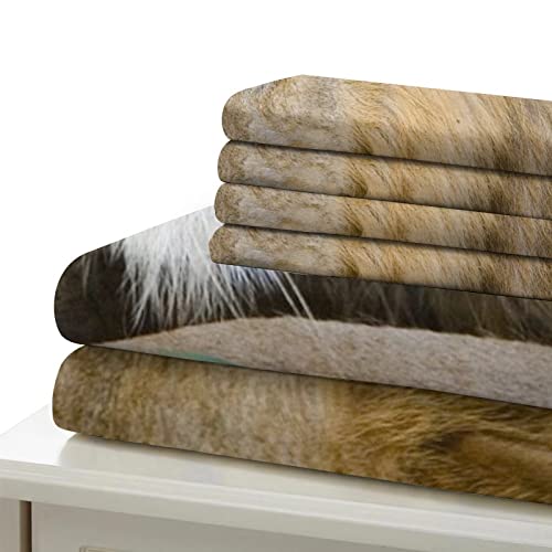 Housse de couette lion 3D microfibre抗褪色单人床品套件135*200 - 6