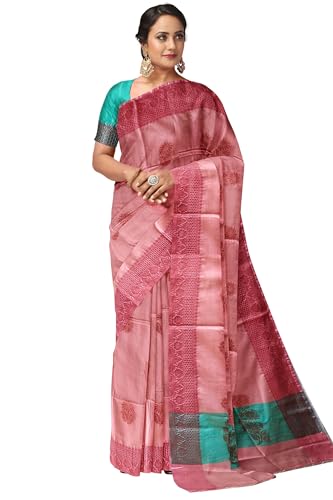Image of Shree Ganesham Saree Women's Munga Tussar Silk Saree With Blouse and Tassels
