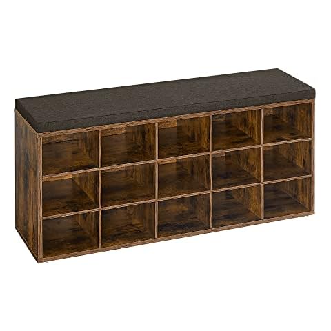 VASAGLE Rustic Shoe Rack and Bench Cover
