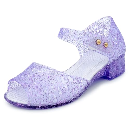 Image of techcity Princess Girls Sandals Dress Up Dance Party Cosplay Jelly Shoes for Kids Toddler Mary Janes