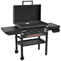 Blackstone Original 28" Griddle, Outdoor Cooking Station with Built-In Hood, Black - Includes Extendable Side Shelves and Caster Wheels