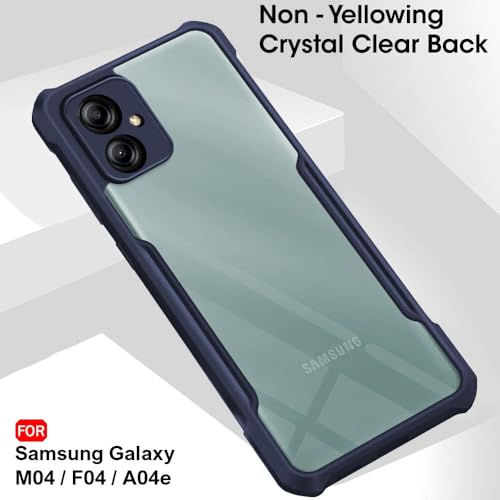 Image of TheGiftKart Shockproof Clear Back Cover Case for Samsung Galaxy M04 / F04 / A04e | 360 Degree Protection | Transparent Back Cover Case for Samsung M04 / F04 / A04e (PC & TPU, Blue Bumper)