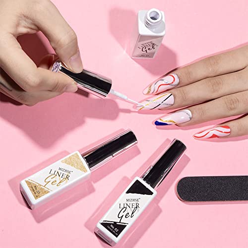 Mizhse Nail Art Gel, Classic Painting Gel Art Liners,Drawing Gel Nail Liner Polish Nail Wire Pulling Gel Kit Diy Line Art Gel Uv Led Curing Requires Nail Painting Gel Polishes(Gel Liner Nail Art Polish Set) #TOP5