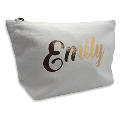 Personalised Make Up Accessory Bag Any Name Metallic Copper Print The for Any Occasion, Christmas, Birthdays Weddings (Natural Bag) Cover