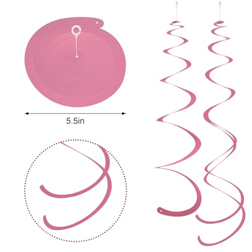 Image of Pink Ceiling Swirl Foil Decorations Hanging Plastic Streamer Themed Swirl Party for Valentine's Carnival Celebration, Pack of 28