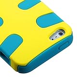 MyBat IPHONE5HPCSK416NP Rubberized Fishbone Protective Case for iPhone 5 / iPhone 5S - 1 Pack - Retail Packaging - Yellow/Tropical Teal