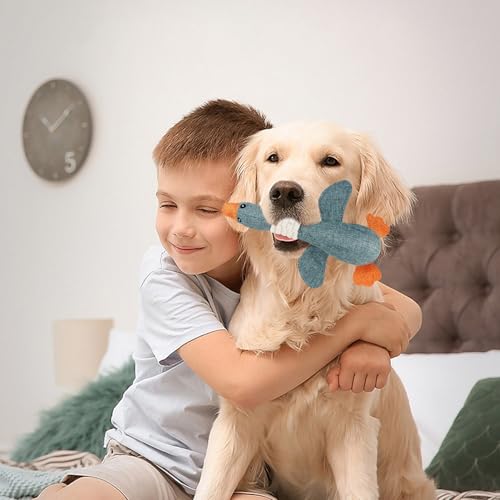 MALOUSUN Hundespielzeug Unzerstörbar,Anti Stress Ente Hund,Welpenspielzeug,Pfotenstern Enten Spielzeug Hund Blau,Kuscheltier für Hunde,Weiches Dog Toys für Aggressive Kauer,Kleine,Mittlere,Große Hund