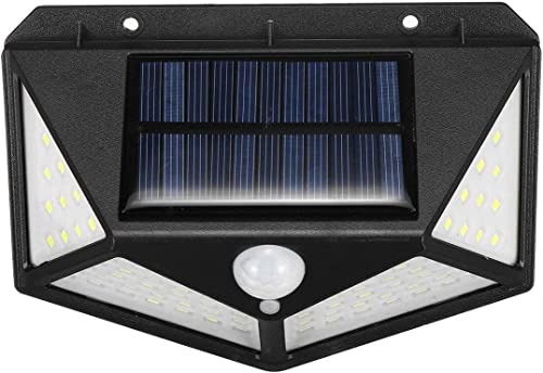 Teramo led Faretto Solare da Esterno con Sensore Movimento 100 LED IP65 Nero