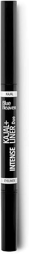Blue Heaven Intense Duo Kajal + Eyeliner Stick, Black(0.55Ml+0.30Gm), Matte Finish