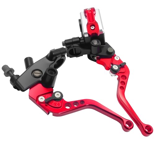 JXPANG Universal Motorcycle 7/8 22mm Handlebar Brake Master Cylinder Clutch Lever CNC Left & Right Set Compatible with Honda Kawasaki Suzuki Yamaha Piston Diameter 12.7mm (Red)