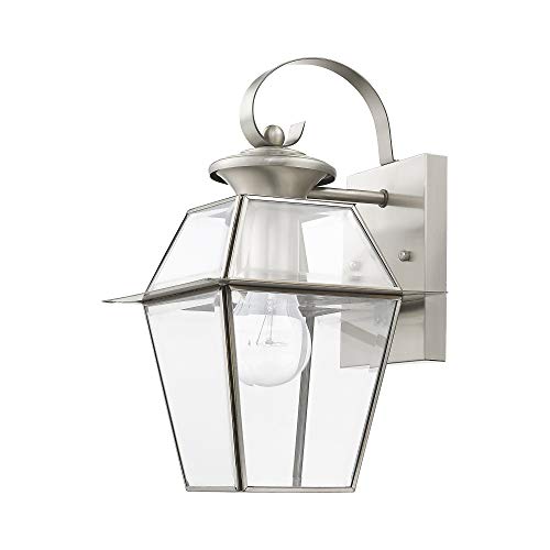 Livex Lighting 2181-91 Westover 1 Light BN Outdoor Wall Lantern, Brushed Nickel