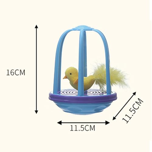 Zerodis Electric Cat Toy in Bird Cage Design Bird Cage Cat Toy Bird Cage Toy for Adult Cats Electric Cat Squeaky Toy Interactive Boredom Anxiety Reduction Cat Toy for Adult Cats (Blue) - Image 2