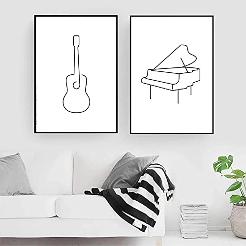 Art mural guitare piano 30x50cm pour habiller un mur de salon