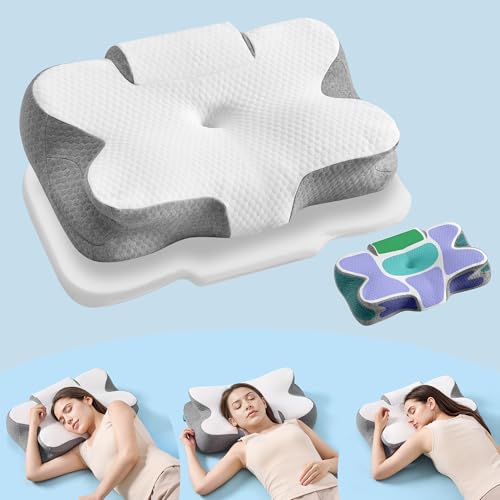 SONGMICS Kopfkissen, Kissen ergonomisch, Nackenkissen, höhenverstellbar, Schlafkissen, Memory Foam Kissen, für Seitenschläfer, Rückenschläfer &...