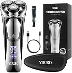 Razor électrique pour hommes, 4D Tête flottante hommes Shaver humide sec, USB-C Imperméable avec LED Affichage & Poussette à bascule, rasoir de voyage portable avec écluse & Sac d'organisateur, Cadeaux idéaux pour le mari papa