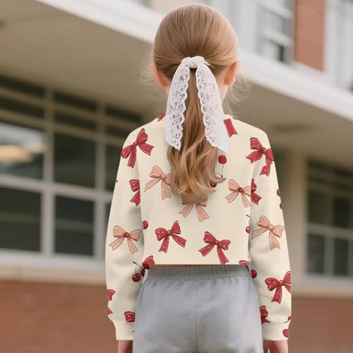 Girl's Sweatshirts Long Sleeve Cropped Pullover Tops Fashion Crewneck Sweatshirt Kids Fall Clothes for 5-14 Years3