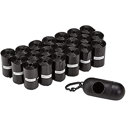 Amazon Basics - Bolsas para excrementos de perro con dispensador y clip para correa, Sin fragancia, 300 Unidad, 15 Paquetes de 20