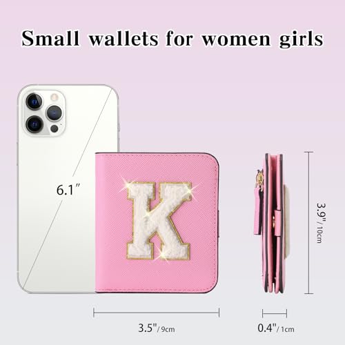 Image of RNIEGA Initial Wallet Women Small Teen Girl Gifts Trendy Stuff Girls Wallets Personalized Christmas Birthday Gift for Women Friends Daughter Granddaughter 6 7 8 9 10 11 12 13 Year Old Pink K