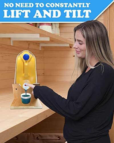Image of Liquid Laundry Detergent Holder Stand with Tray & Strap - 1 Pack - Wood | Easy Pouring, Rubber Feet, Angled Stand, Fabric Softener Dispenser for Laundry Room Organization & Storage