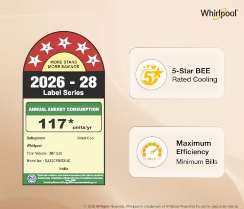 Image of Whirlpool 207 L 5 Star Icemagic Pro Inverter Direct-Cool Single Door Refrigerator (230 IMPRO PRM 5S INV ALPHA STEEL-Y, Grey, 2026 Model)