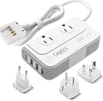 European Travel Voltage Converter by Ceptics, 230W Adapter for Curling Iron, Straightener, Chargers, Step Down World Power Plug - 4 USB Charging QC 3.0 - SWadApt Compatible - Type C, E/F, G Included