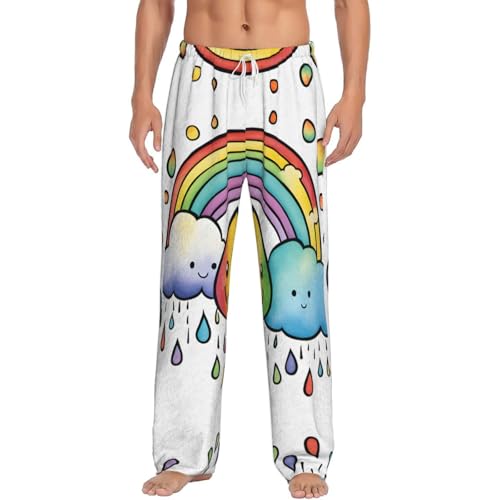 Pantalon de pyjama léger pour homme Rainbow Clouds - Bas de nuit décontracté imprimé