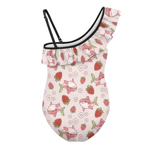 Kids One Piece Swimsuit for Indoor and Outdoor Activities One Shoulder Halter Ruffle Design Beachwear2