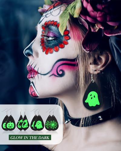 25 Pairs Halloween Faux Leather Earrings Teardrop Drop Dangle Earrings Jewelry Gift for Women Costume Party Decoration Supplies3