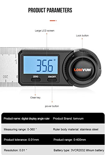 Règle d'angle de protractor numérique 400mm pour mesure 360 degrés précis - 2