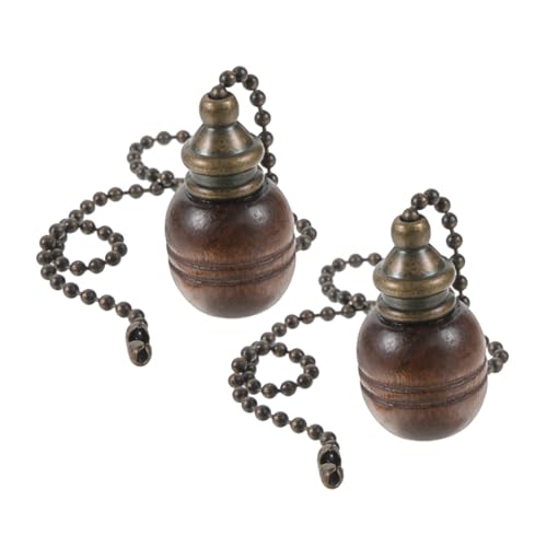 IWOWHERO 2個 深色木製ビーズ付き吊扇灯用プルチェーン ヴィンテージスル装飾 天井ファンチェーン交換用 ロマンチックな空間演出に