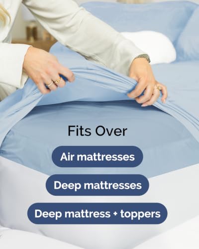 Image of CGK Linens 2 Pack Extra Deep Cal King Fitted Sheets - Sky Blue